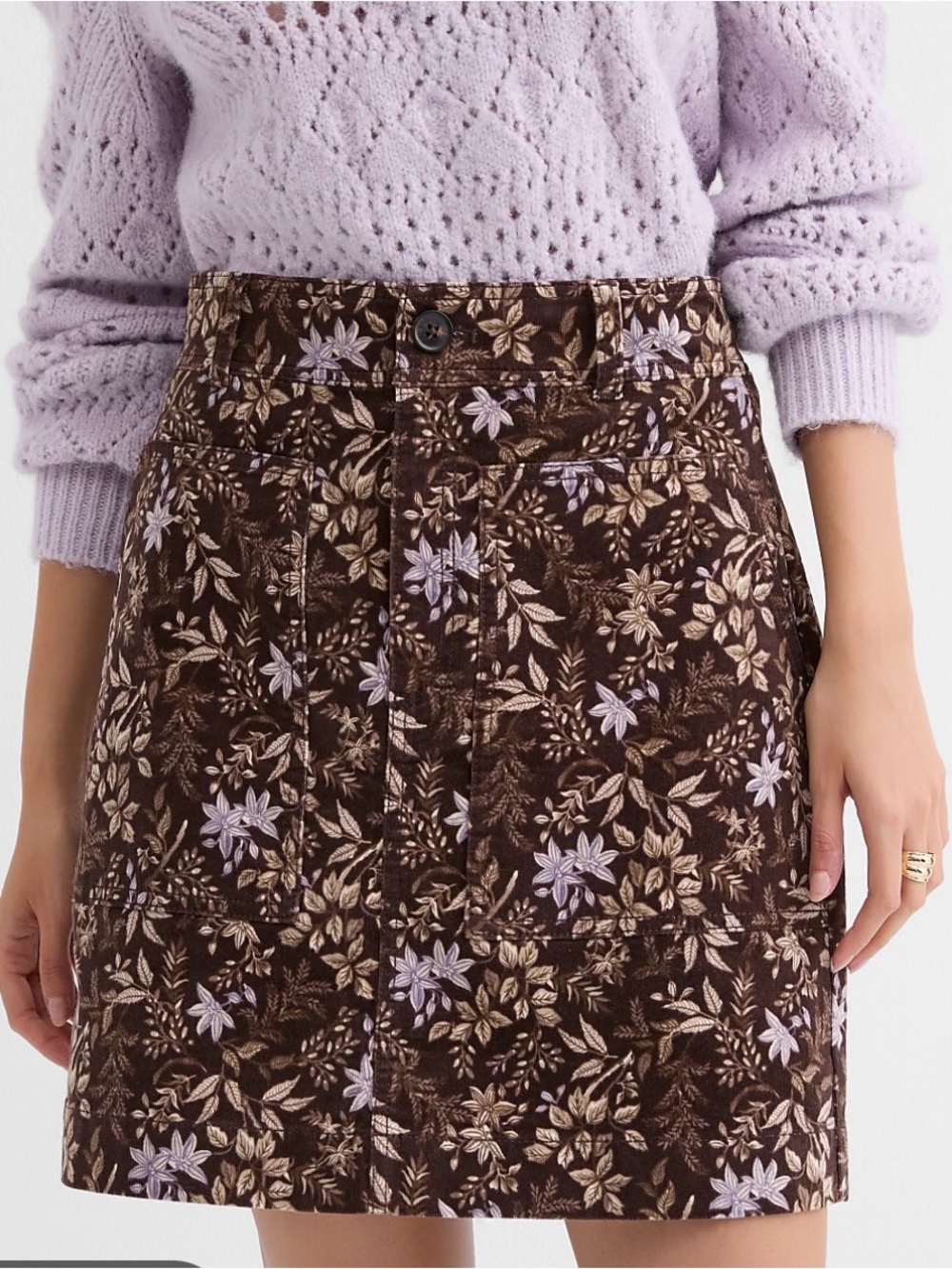 Boho Garden Corduroy Mini Pocket Skirt Brown Size 4 New With Tags